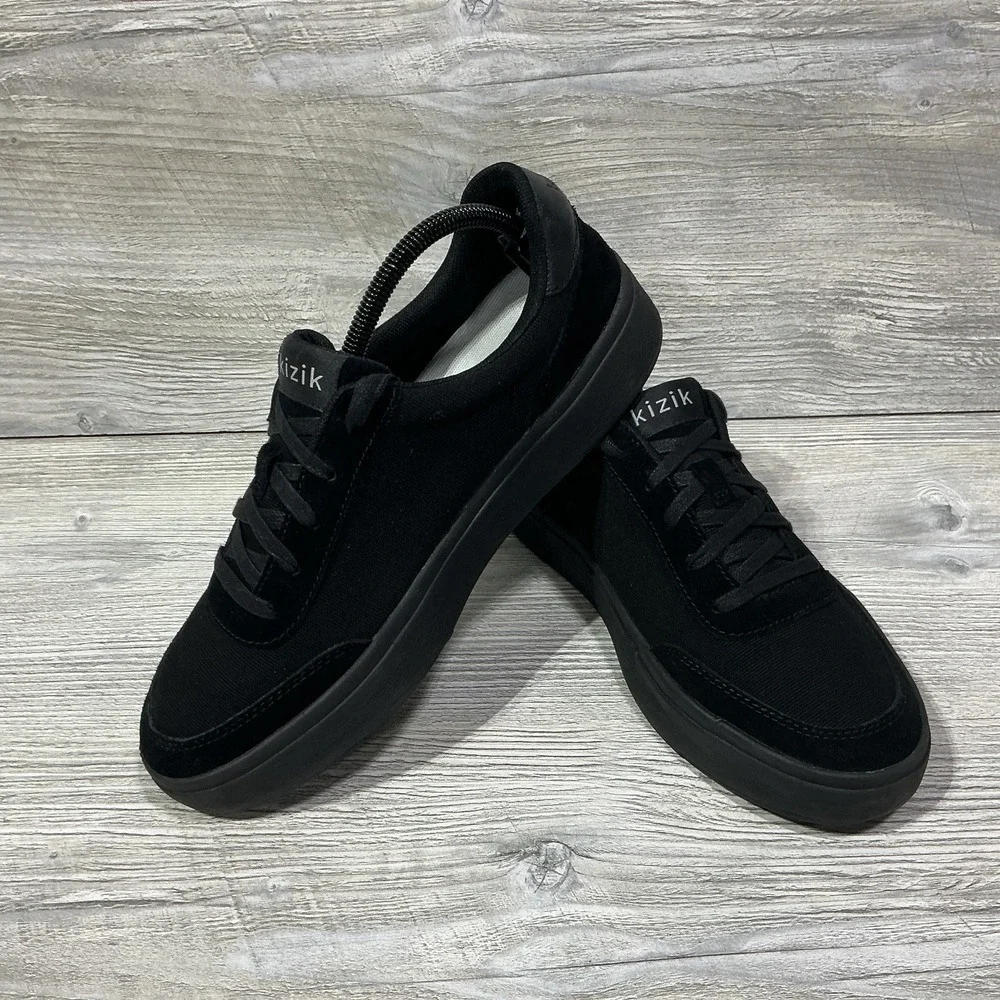 Kizik Prague Black Canvas Suede Hands-Free Sneakers Mens 8.5 Womens 10 US